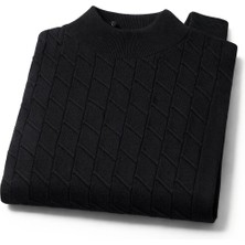 Süvari Normal Kalıp %100 Yün Akrilik Desenli Yarım Balıkçı Yaka Triko Kazak