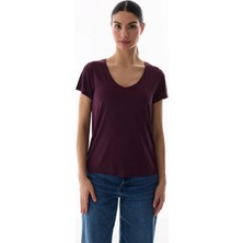 Penti Bordo V Yaka Modal  Tişört