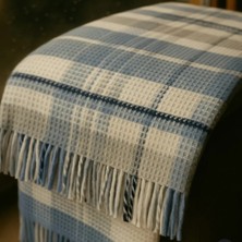 Dinarsu Cozy Life Pamuklu Püsküllü Skoç Tv Battaniyesi İnka Yeni Mavi 130 x 170 cm