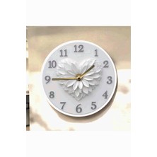 AA Shop Kalp Çiçek Renkli Baskı Desenli Sayılı Hediyelik Ahşap Sessiz Tablo Duvar Saati 664