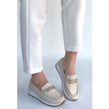 Fresco Scarfs Otra Bej Cilt Babet Ayakkabı