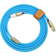 Voltaj 100W Mavi Type-C Silikon Hızlı Şarj Kablosu - 1 Metre