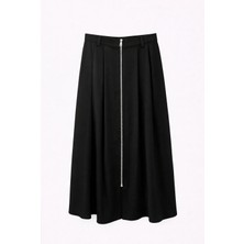 Mixray 4804 Kadın Pileli Fermuarlı Etek Siyah