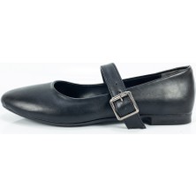 Aktaş Ayakkabı Kadın Siyah Bantlı Tokalı Içi Yumuşak Babet Ayakkabı