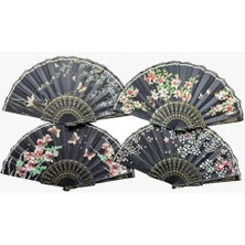 Homevia Plastik Siyah Kumaş Yelpaze 12'li Set