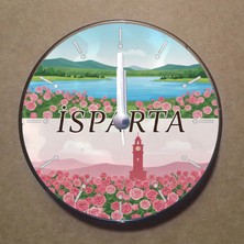 Bsb Isparta Temalı Magnet Saat Buzdolabı Süsü Duvar Saati 10,5cm MS1027