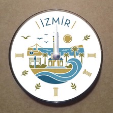Bsb Izmir Temalı Magnet Saat Buzdolabı Süsü Duvar Saati 10,5cm MS1039