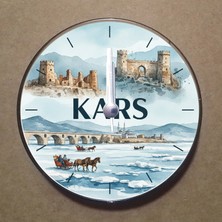 Bsb Kars Temalı Magnet Saat Buzdolabı Süsü Duvar Saati 10,5cm MS1045