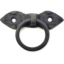 Epilons Antika Tarz Dekoratif Pirinç Yaprak Mobilya Kulbu, Kapı Kilit Halkası - 80 Mm, Oksit