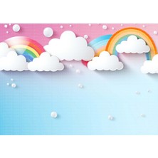 Bulutlar Gökkuşakları Çocuk Odası Poster Duvar Kağıdı
