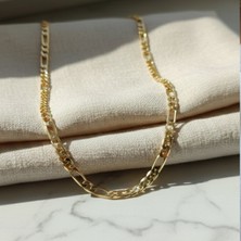 Lente Aksesuar Gold Figaro Zincir Kolye - 14K Altın Kaplama Nostaljik Lüks Kadın Kolye