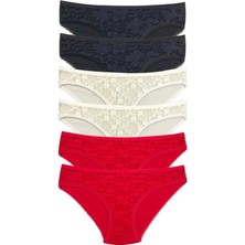 Çamaşır Kenti 6 Adet Önü Dantelli Transparan Kadın Slip Külot S116