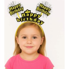 LTG Nova Sarı Renk Işıltılı Yazılı Doğum Günü Parti Tacı