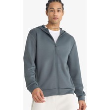 DeFacto Ultra Yumuşak Standart Fit Kapüşonlu Fermuarlı Sweatshirt F9377AX26SP
