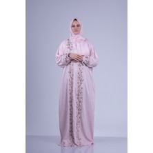 Tulteks Tülteskz Kadın Fermuarlı Tek Parça Çiçek Nakışlı Namaz Elbisesi