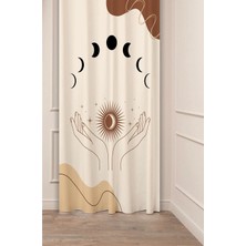 Greendecor Bohem Güneş Yıldız Ay Aşk Soft Desenli Özel Tasarım Dijital Baskılı (Tek Kanat) Modern Şık Fon Perde