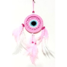 Homevia Pembe Dream Catcher Pembe ve Beyaz Kuş Tüylü Düş Kapanı El Yapımı Duvar Süsü
