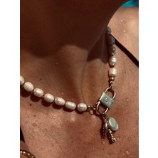 CAPO By Aytaç Yamaç Balık ve Inci Charmlı Gerçek Inci Altın Kaplama Gümüş Kilit Detaylı Kadın Inci Kolye