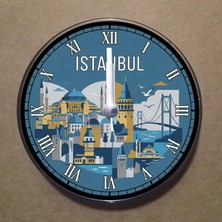 Bsb Istanbul Temalı Magnet Saat Buzdolabı Süsü Duvar Saati 10,5cm MS1032
