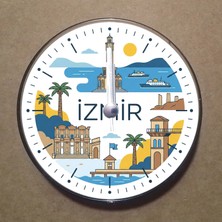 Bsb Izmir Temalı Magnet Saat Buzdolabı Süsü Duvar Saati 10,5cm MS1044