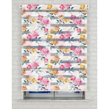 BRIGHTCOVER Pembe Sarı Güller Suluboya Baskılı Zebra Perde - Gece Gündüz - Mutfak Perdesi, Salon Perdesi | Kokusuz Mürekkeple Basılmış  Zebra Perdeler ile Sende Tarzını Yansıt! | 1 Dakikada Pratik Montaj
