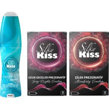 Silky Kiss 3’lü Set 2 – Natural Kayganlaştırıcı Jel, Çilek Prezervatif, Uzun Geceler Prezervatif