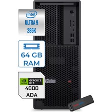 Lenovo Thinkstation P3 Tower Gen2 Intel Core Ultra 9 285K 64GB 2tb SSD 20GB/RTX4000 750W Platinum Windows 11 Home Masaüsüt Iş Istasyonu 30HT006QTRH23 + Zettausb