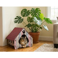 Bsb Ahşap Dekoratif Kedi Evi Kedi Kulübesi Evcil Hayvan Kulübesi KEV101