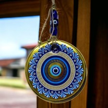 Homevia Altın Varak Nazar Boncuklu Duvar Süsü Cam Duvar Dekoru