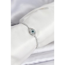 Inure Jewelry Göz Model Zirkon Taşlı Gümüş Renk Asansörlü Su Yolu Bileklik