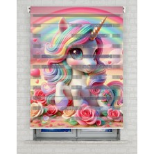 BRIGHTCOVER Unicorn ve Çiçekler Baskılı Zebra Perde - Gece Gündüz - Bebek Odası Perdesi, Kız Çocuk Odası Perde | Kokusuz Mürekkeple Basılmış  Zebra Perdeler ile Sende Tarzını Yansıt! | 1 Dakikada Pratik Montaj
