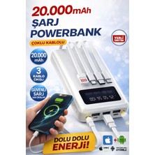 20.000 Mah Powerbank Çoklu Kablolu Dijital Göstergeli Güvenli Şarj Taşınabilir Şarj Cihazı