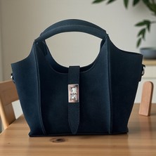 Gözde Mağazacılık Süet Gümüş Tokalı Mini Kadın El Omuz Çanta