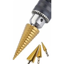 Gampus 3lü Koni Matkap Ucu Seti Yuvarlak Delik Açmaya Yarayan Matkap Ucu Paslanmaz Metal Uç Set