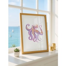 Fuart.Co Leylak Ahtapot Dijital Baskı Poster (Çerçevesiz)Sea World Poster Serisi Sefu