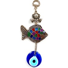 Homevia Mavi Nazar Boncuklu Balık Figürlü Mini Balık Duvar Süsü