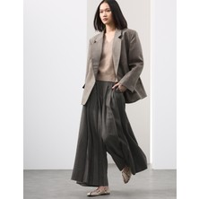 Marks & Spencer %100 Yünlü Plise Detaylı Bol Paça Pantolon