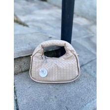 Kadın Mini Clutch Örgülü El ve Omuz Çantası