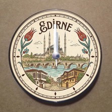 Bsb Edirne Temalı Magnet Saat Buzdolabı Süsü Duvar Saati 10,5cm MS1020
