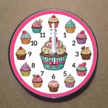 Bsb Cupcake Temalı Magnet Saat Buzdolabı Süsü Duvar Saati 10,5cm MS9014