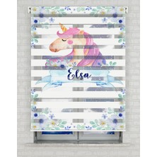 BRIGHTCOVER Unicorn At Baskılı Zebra Perde - Gece Gündüz - Kız Çocuk Odası Perdesi, Bebek Odası Perdesi | Kokusuz Mürekkeple Basılmış  Zebra Perdeler ile Sende Tarzını Yansıt! | 1 Dakikada Pratik Montaj