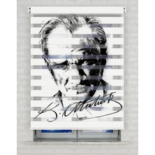 BRIGHTCOVER Mustafa Kemal Atatürk Baskılı Zebra Perde - Gece Gündüz - Genç Odası Perdesi, Salon Perdesi | Kokusuz Mürekkeple Basılmış  Zebra Perdeler ile Sende Tarzını Yansıt! | 1 Dakikada Pratik Montaj