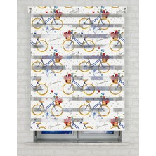 BRIGHTCOVER Bisiklet Vektör Baskılı Zebra Perde - Gece Gündüz Kullanıma Uygundur - Genç Odası Perdesi | Kokusuz Mürekkeple Basılmış  Zebra Perdeler ile Sende Tarzını Yansıt! | 1 Dakikada Pratik Montaj