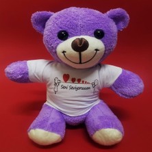 Homevia Mor Ayıcık Seni Seviyorum Baskılı Tişörtlü