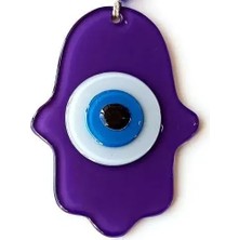 Homevia Nazar Boncuklu Şeffaf Mor Fatma Ana Bereket Eli Cam Duvar Süsü