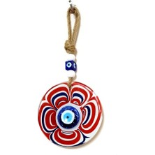 Homevia Cam Nazar Boncuklu Kırmızı Şeker Modelli Duvar Süsü