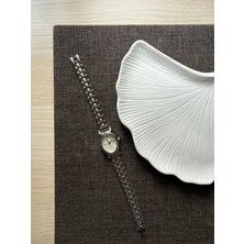 Rubsey Retro Minimal Boncuk Kordon Vintage Kadın Kol Saati Gümüş Kasa