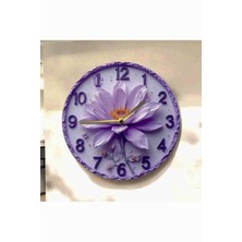 AA Shop Çiçek Bitki Renkli Baskı Desenli Sayılı Hediyelik Ahşap Sessiz Tablo Duvar Saati 642