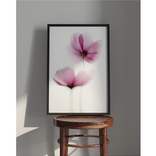 Rosa Art Tablo | Ahşap Çerçeveli Tablo | Çerçeveli Poster | Soyut, Minimal Mor Çiçek, Yüksek Çözünürlüklü Ahşap Çerçeveli Tablo