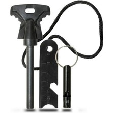 Go İthalat Acil Durum Magnezyum Çubuk Çakmaktaşı Hayatta Kalma Ateş Başlatıcı Çakmak Kiti Düdük Hediyeli (5468)